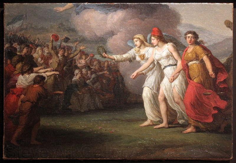 Jean joseph Taillasson Liberty bringing back Justice and Liberty to peoples France oil painting art